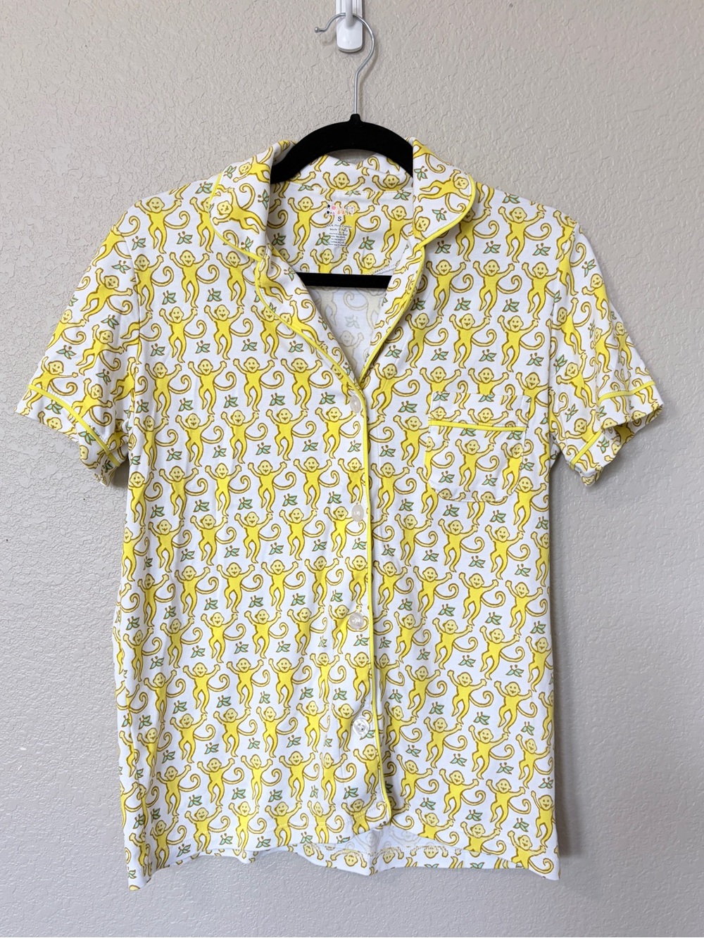 Roller Rabbit Yellow Monkey-Print Cotton Top Pajama Set ONLY